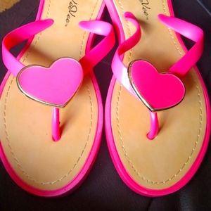 Embellish pink heart sandals